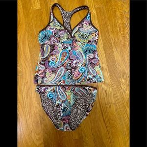 Athleta tankini with reversible bottoms